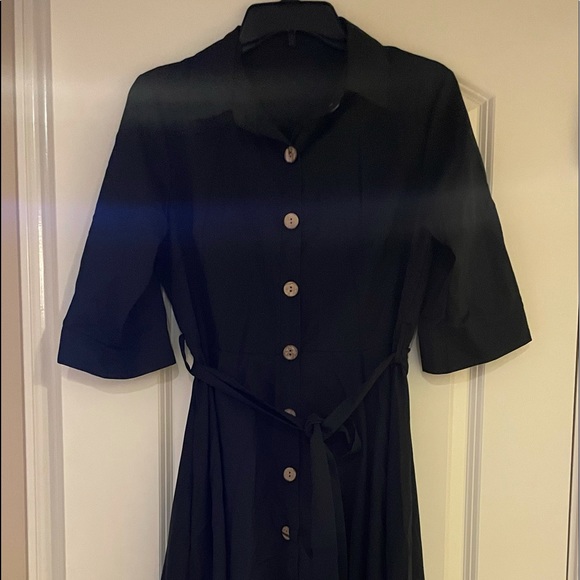 Black Casual Botton Dress High Low, Lightweight Silky material - Picture 2 of 4